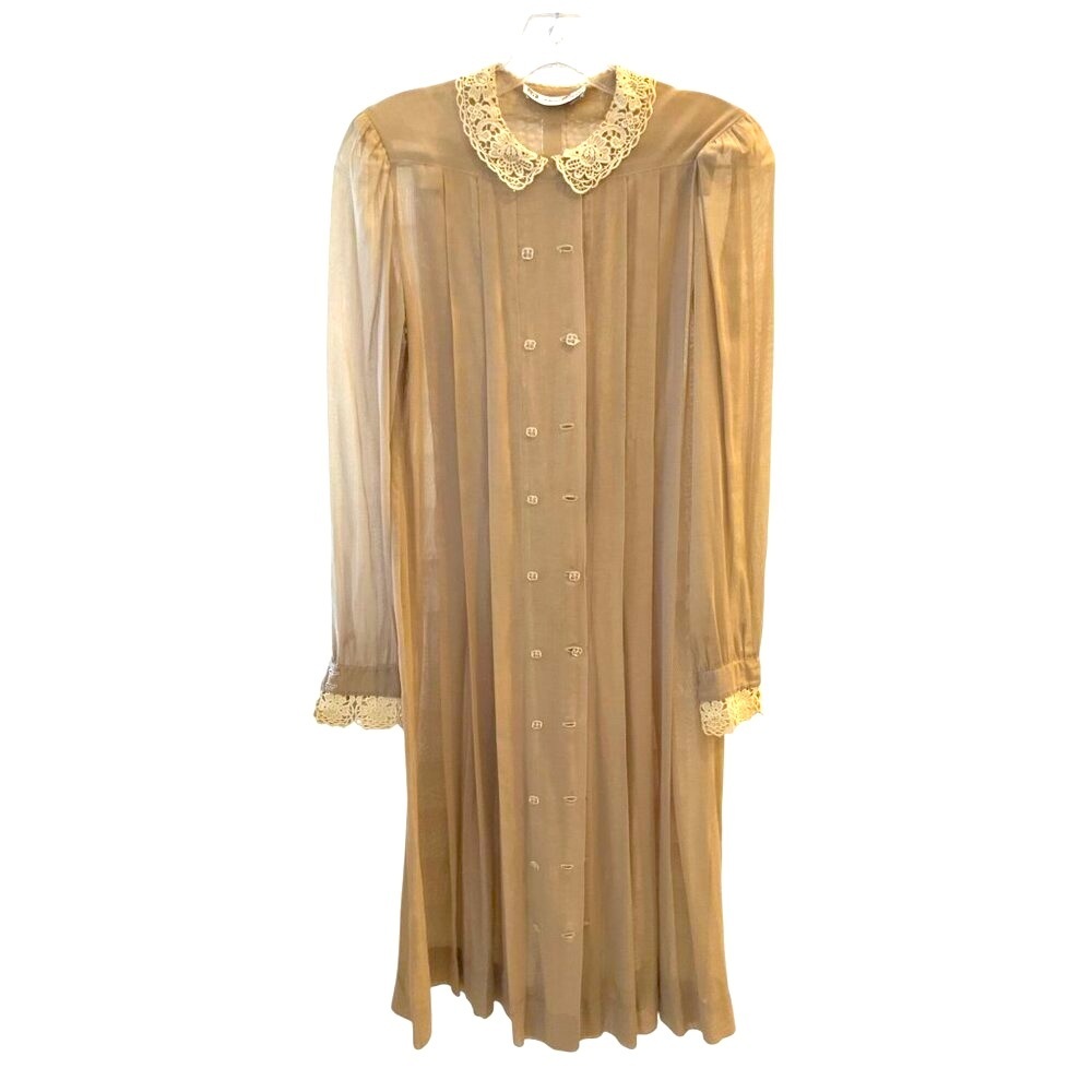 Vintage Albert Nipon dress Peter Pan  collar  long sleeves lace collar & cuffs - Picture 2 of 7